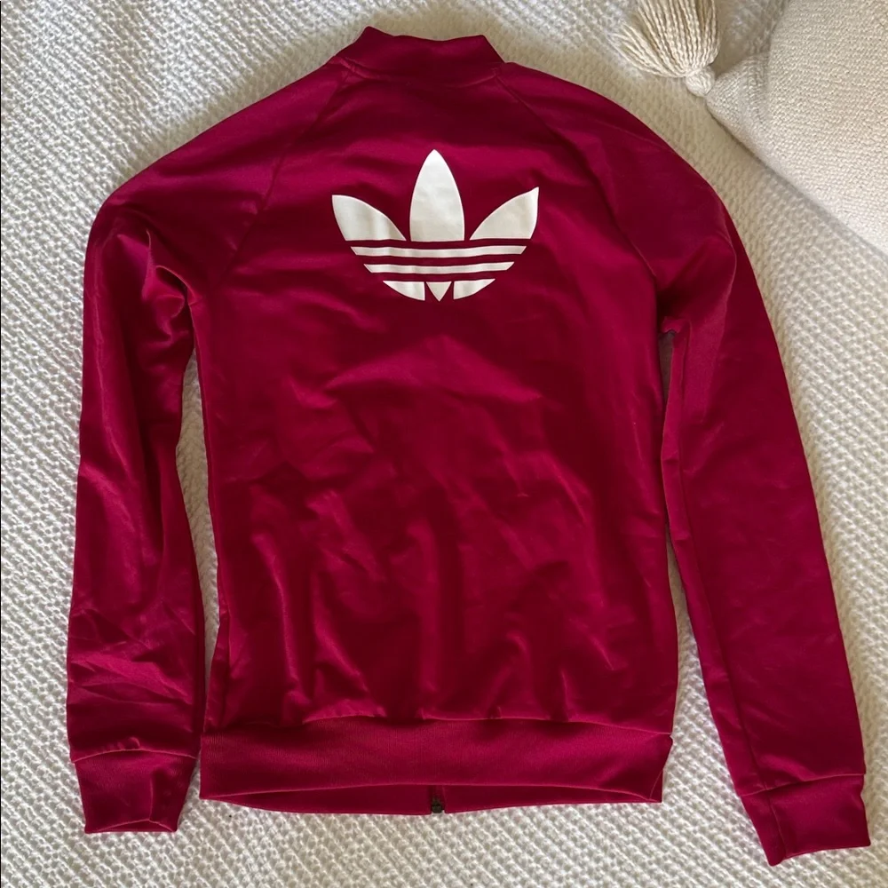 Adidas Kids Magenta Jacket with White Stripes - Picture 5 of 5